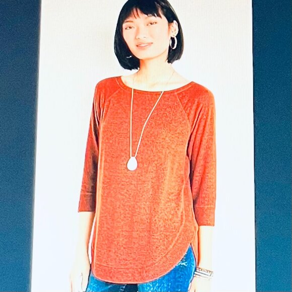 Maurices Haven Cozy Knit Tunic with Curved Hem in Orange/Brown (XXL) New w/Tag - Picture 1 of 12